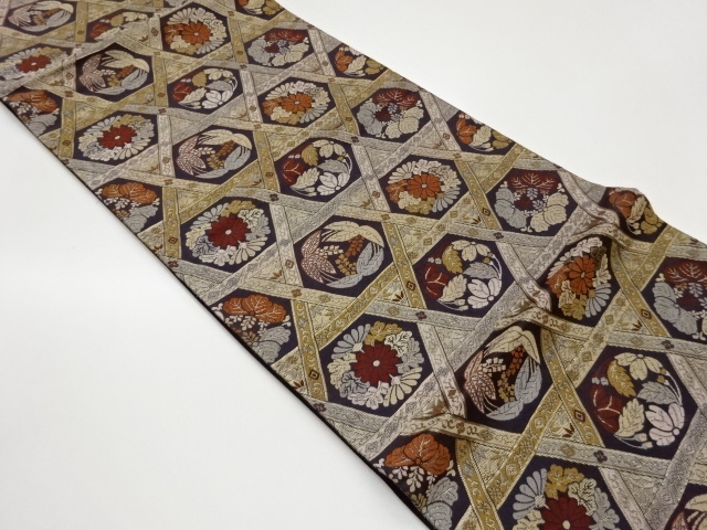 JAPANESE FUKURO OBI / WOVEN KIKKO WITH FLOWER